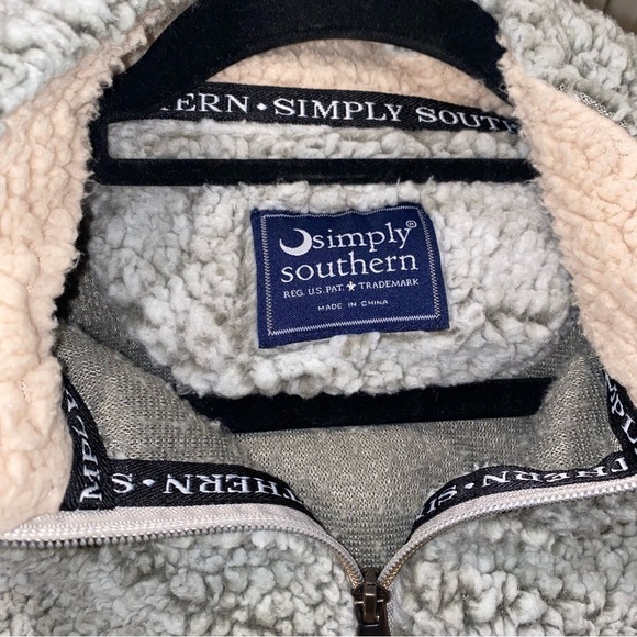 Simply‎ Southern Women’s Sherpa Faux Shearling Quarter Zip Popover Gray - Picture 11 of 11